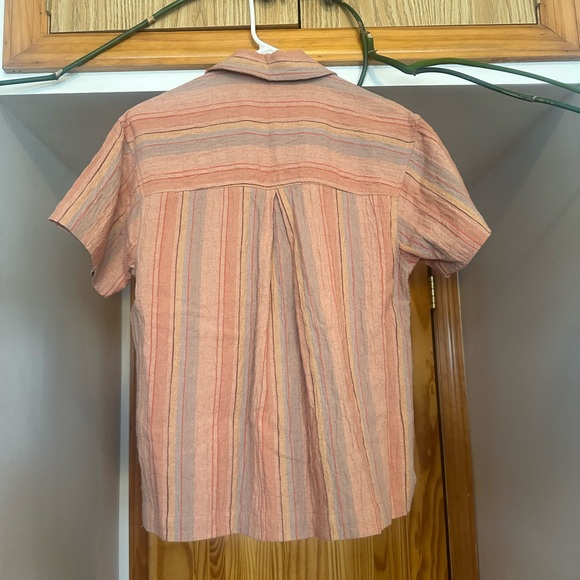 Madewell Short Sleeve Button Down Cotton Linen Orange Size XS Oversized EUC - Picture 2 of 6